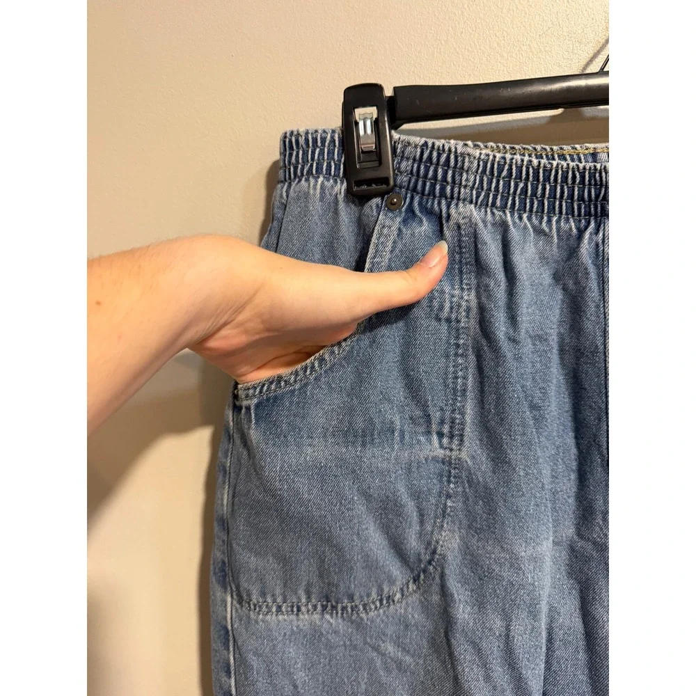 Cabin Creek Womens Blue Elastic Waist Pull On Denim Tapered Jeans Size 10
